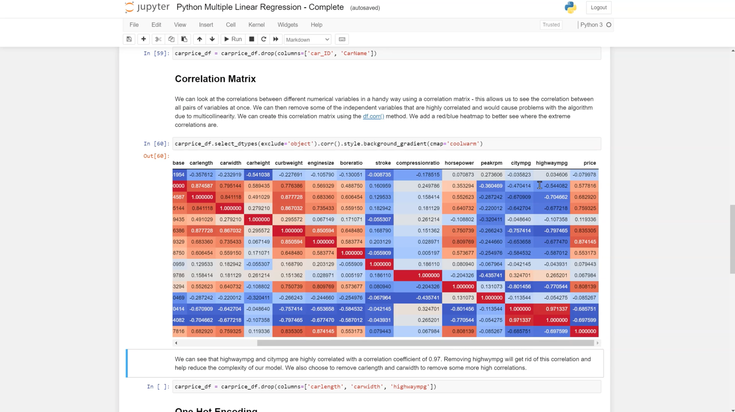 A correlation matrix in Python
